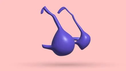 A 3D bra rendered in blue