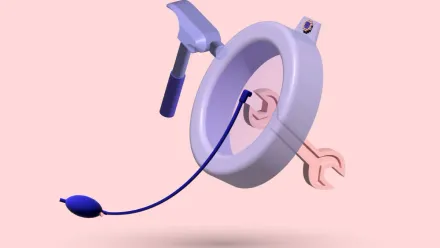 A 3D vacuum bell and hand pump with a hammer and wrench behind them