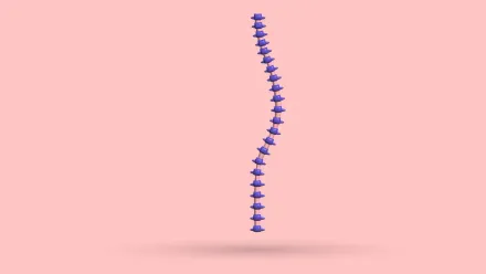 A 3D spine curving sideways in an S shape